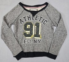 SP Classic Athletic 91 Sweater Womens Large Gray Black NY Crewneck Pullover Top