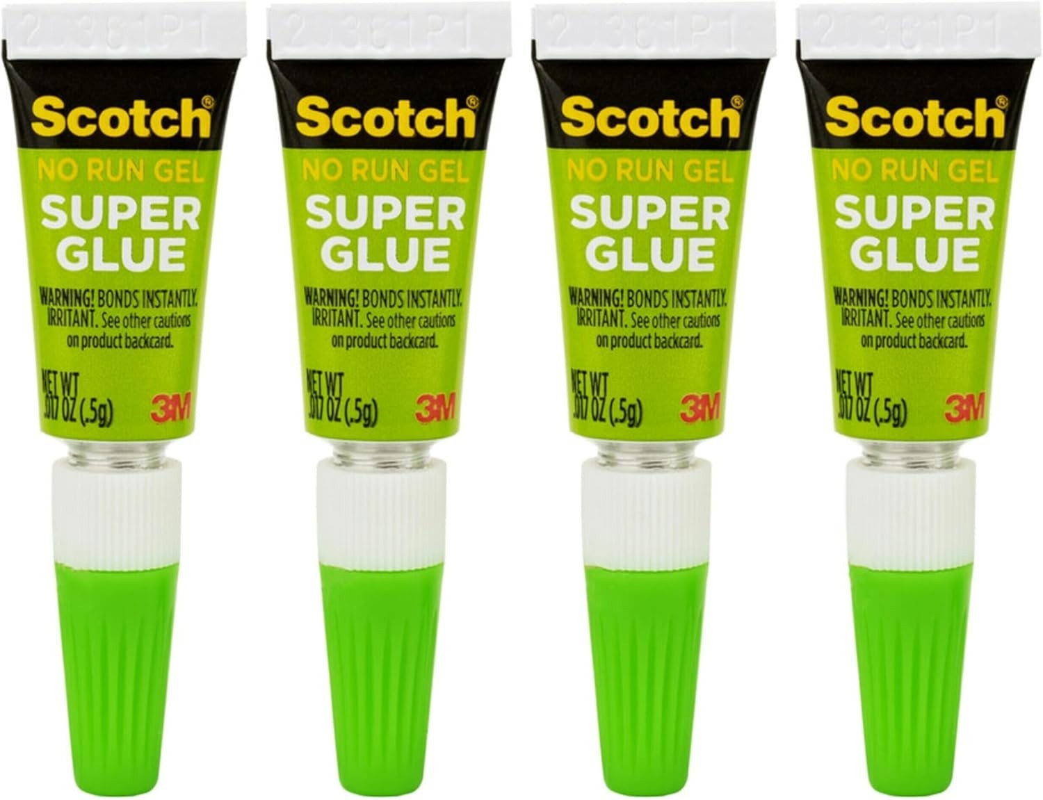 Scotch Super Glue Gel, 4-Pack Single Use, Fast-Dry, No-Run, .017oz