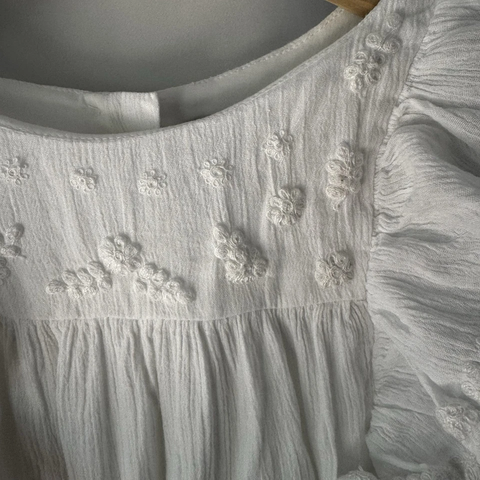 Vestido Polo Ralph Lauren Niñas 10 Blanco Volantes Bordado Algodón Boho Campesino Foto 2 de 4