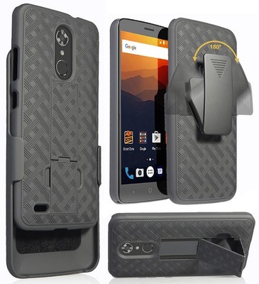 Black Kickstand Case Cover + Belt Clip Holster for ZTE MAX XL N9560