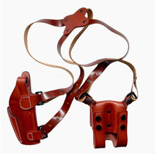 1911 Leather Vertical Shoulder Replica Holster Strap Magazine Dual Pouch Instock