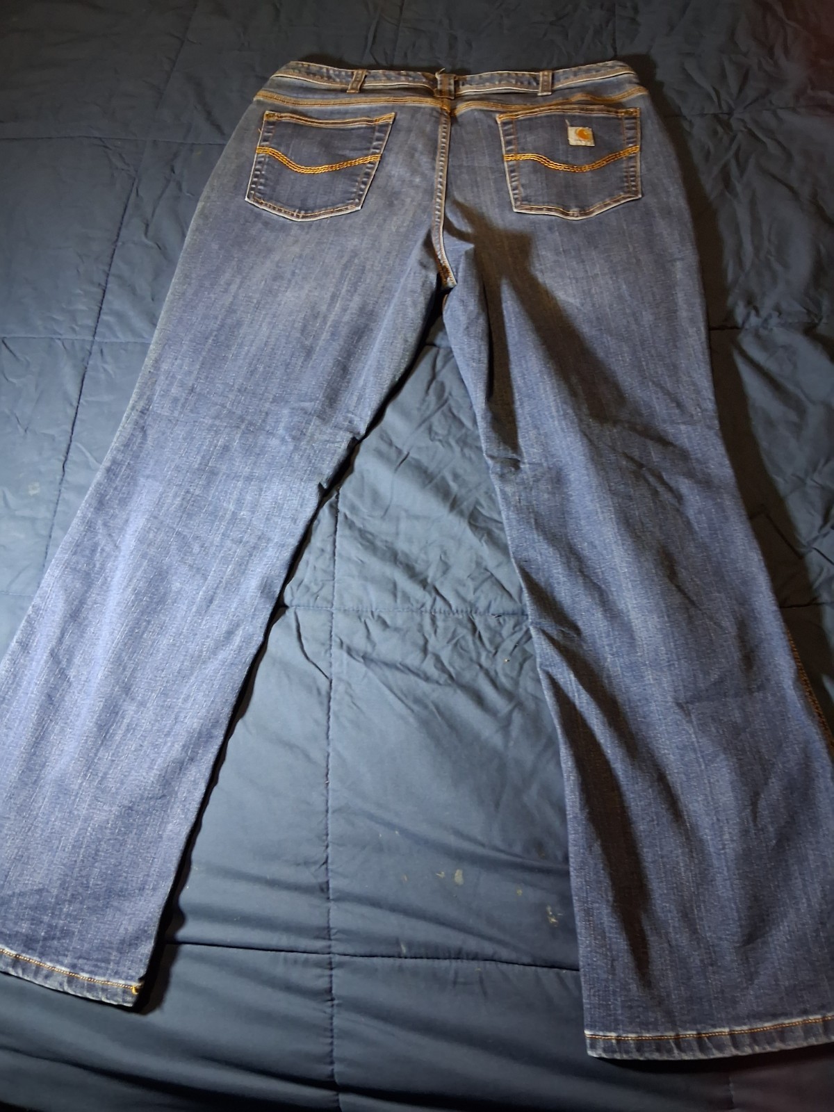 Carhartt Jeans Women 14 Blue Dark Wash Low Rise Flare Relaxed Fit thumbnail 5