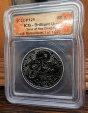 2024 ICG Brilliant UNC Australian Year of the Dragon Coin 1/2 oz BlackRuthenium 