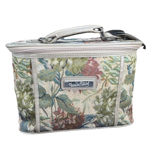 Vintage Floral Tapestry Galleria  Makeup Case Travel Bag Tote 