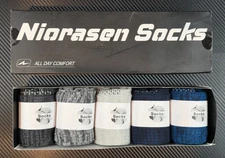 Niorasen Men's US 10-13 Cotton Crew Work Socks 5 Pairs Cushioned Boot Socks