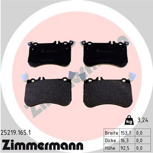 Zimmermann Bremsbelagsatz Scheibenbremse 25219.165.1 FüR X156 W176 Mercedes C117-image