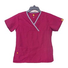 Women's Wonder Wink Burgundy With Gray Trim Scrub Top Size Small NWOT