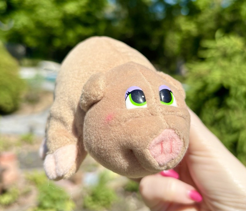Pound Puppies Small Vintage Tan & Pink Plush Pig Plushie Galoob Toys 1997