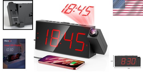 Compact Projection Alarm Clock: 180° Rotating & Adjustable Volume for Bedrooms - Picture 2 of 12