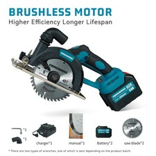 21V 6-1/2 inch Cordless Circular Saw with Two Batteries Two saw blades