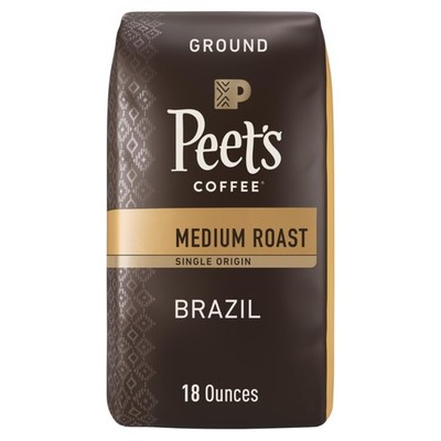 , Medium Roast Ground Coffee - Single Origin Brazil 18 Ounce Bag