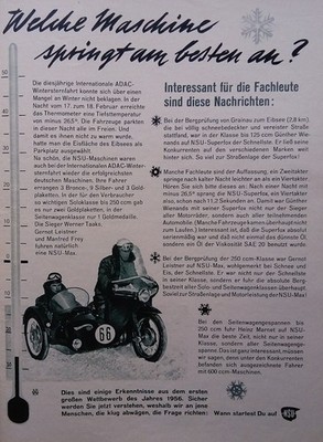 BMW NSU Motorräder,  originale Werbung aus 1956   Fox Superfox  Max