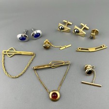 Vintage Tie Clip Tack Bar Chain Cuff Link Lot...