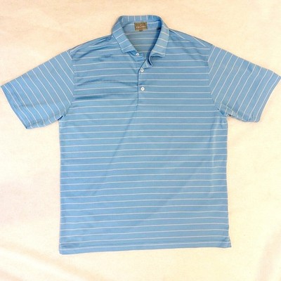 Fennec Golf Polo Shirt Mens Size L Blue Striped Stretch Performance SS.