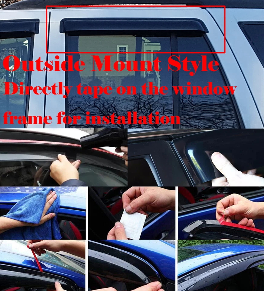 Apto para Nissan Xterra 2005-2015 Viseras de ventana Ventilación solar Protector de lluvia Sombra ahumada Foto 4 de 4