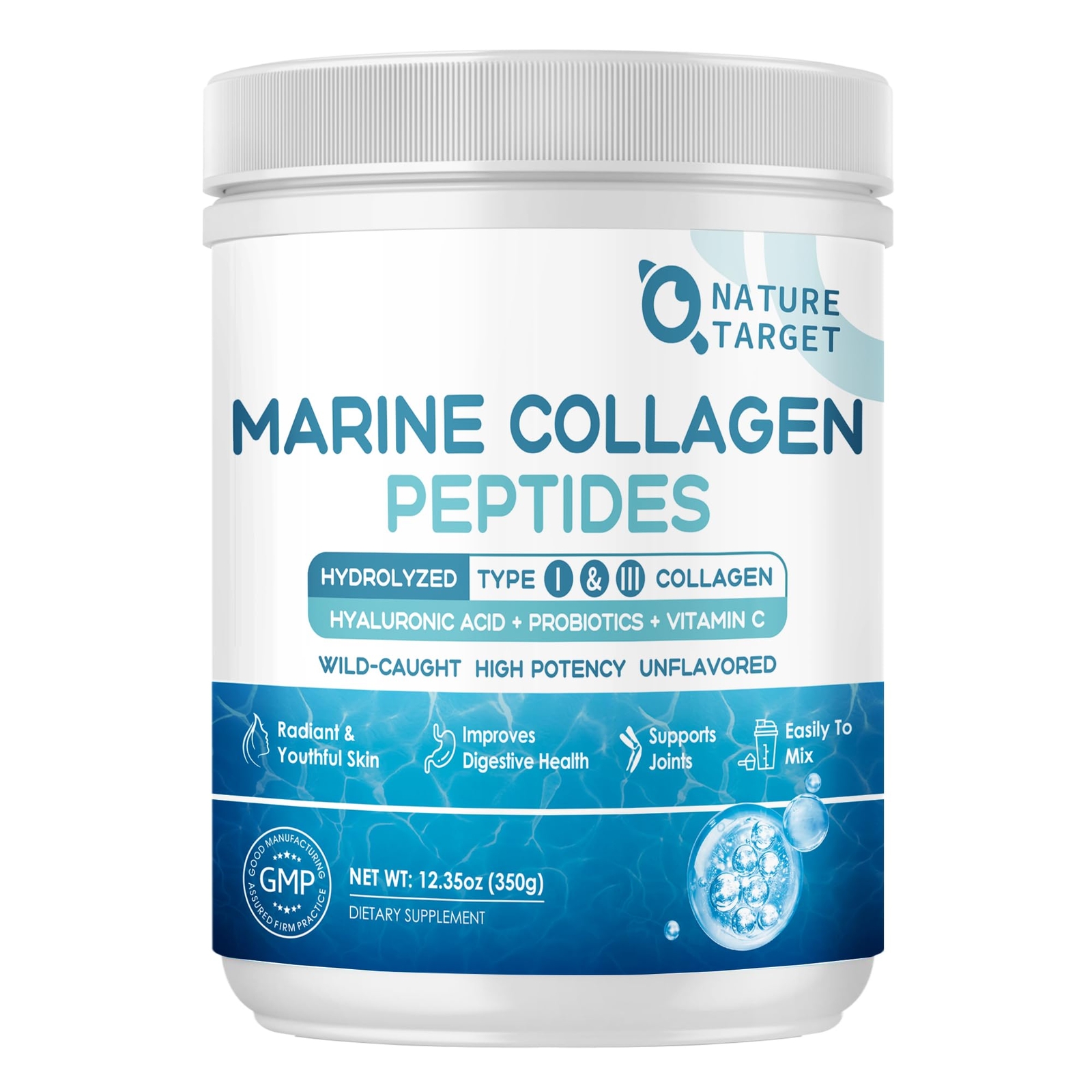 Polvo de péptidos de colágeno marino - Colágeno hidrolizado tipo I y III con probi...