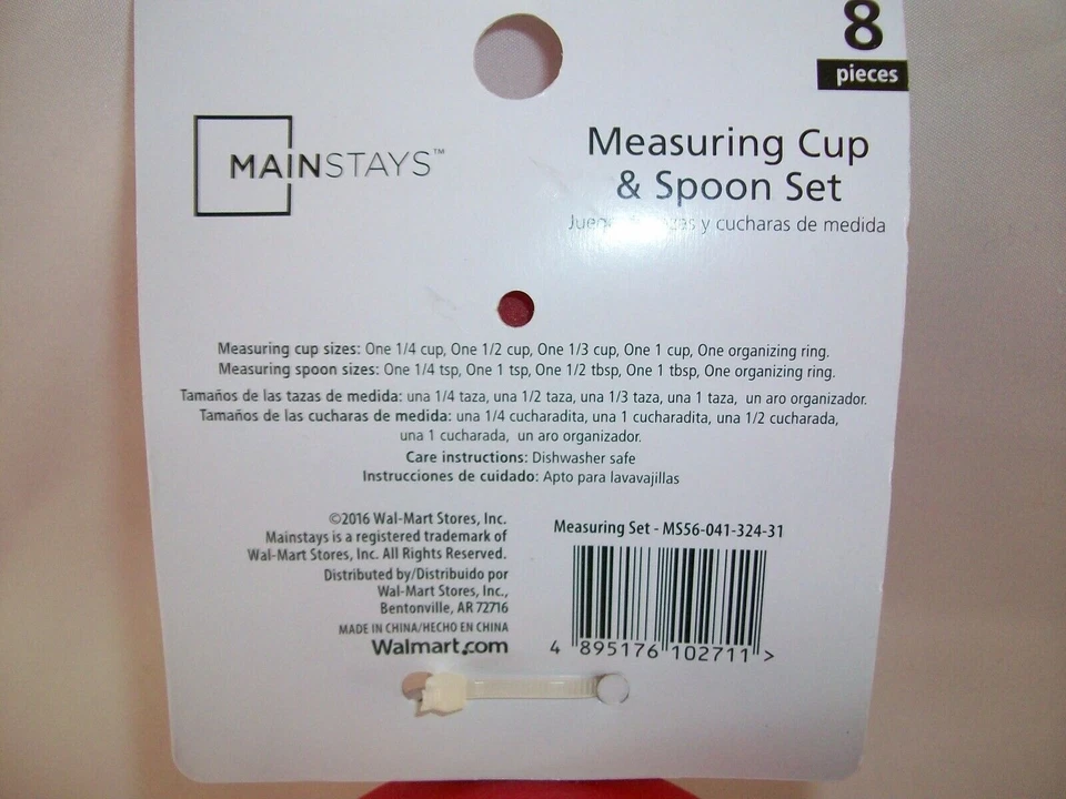 Red 8-Piece Measuring Cup Spoon Set Plastic Kitchen Dishwasher Safe - Image 3 of 3