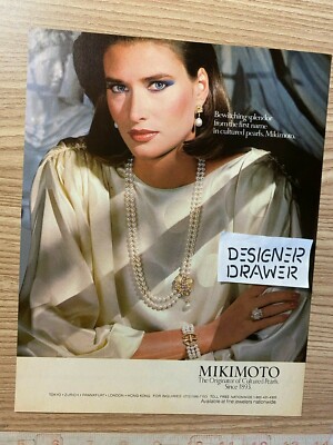 Mikimoto Double Strand Pearls Jewelry 1985 Vintage Print Ad