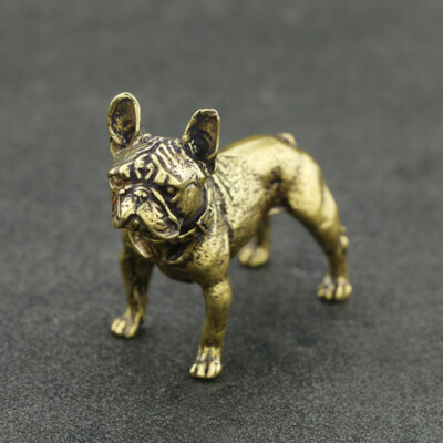 Handgefertigte massive Messing Französische Bulldogge Hund Shar Pei Tierfiguren Statue