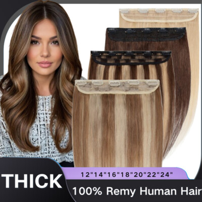 #ad #ad CLEARANCE One Piece Clip in 100% Remy Human Hair Extensions Remy Highlight 24quot; $75.01