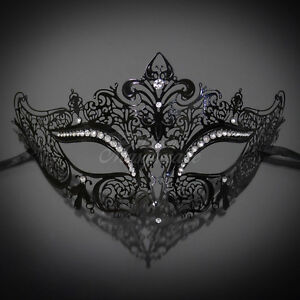 Elegant Black Luxury Metal Laser Cut Venetian Halloween Ball Masquerade Mask Ebay