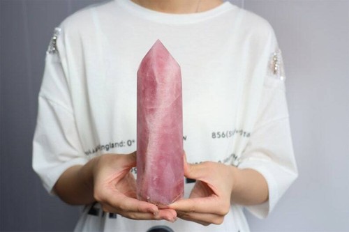 8 Zoll natürlicher Rosenquarz Obelisk, Quarz Kristall Spitze Stab Turm, Reiki heilen XA6218 - Bild 4 von 10
