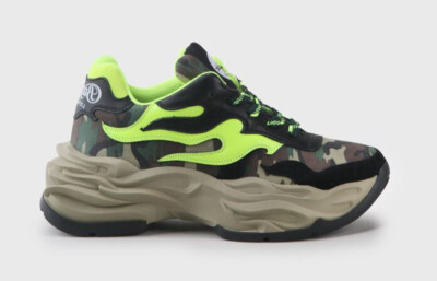 BUFFALO 15301691 EYZA S CALF LEATHER CAMOUFLAGE/NEON YELLOW DAMENSCHUHE