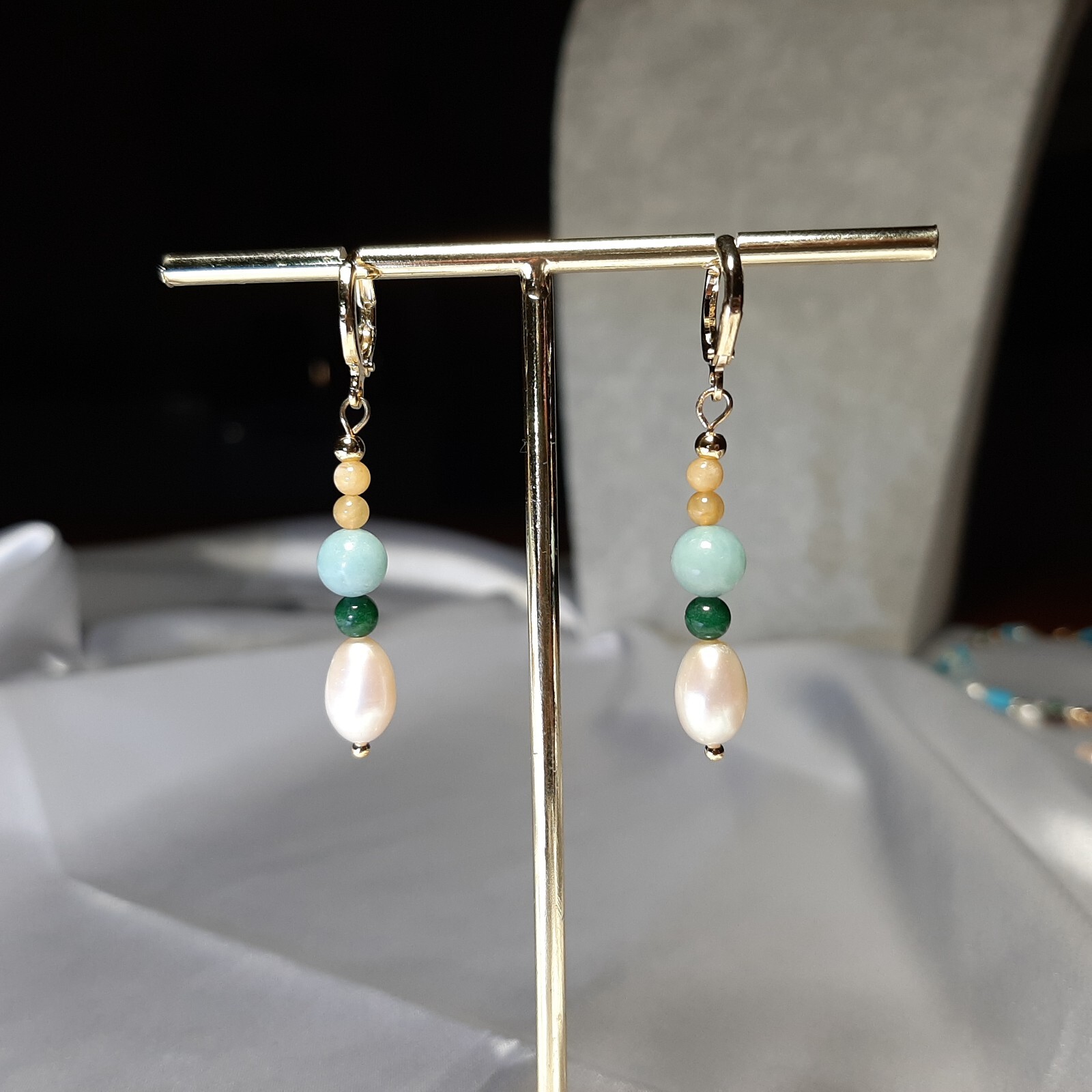 Dormeuses amazonite et perles pour illuminer vos tenues d'été bohèmes - 2