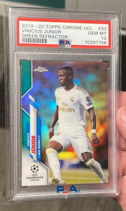 Vinicius Junior 2019-20 Topps Chrome UCL #33 Green Refractor /99 PSA 10 Gem Mint
