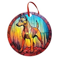 German Pinscher Red Holographic Dog Ornament 3