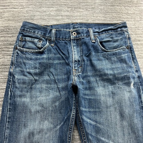 Levi's 514 Jeans Size 34x32 Mens Slim Straight Distressed Medium Wash Blue Denim - Picture 2 of 11