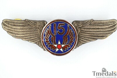 WWII WW2 U.S. ARMY 15th AIR FORCE WINGS BADGE PIN Medal TOP