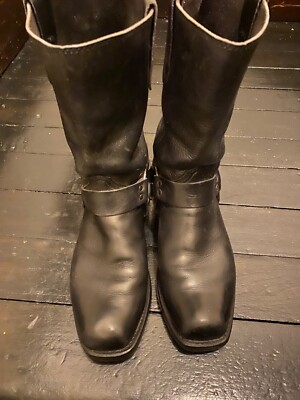 Harness Men Hi Black Leather Biker/Cowboy Boots size 10.5 D