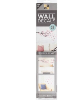 DCWV 22  Vinyl Decals Pink Cherry Blossom  Flower Reusable Wall Art