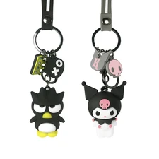 Hello Kitty Friends Cute Cartoon Kawaii Badtz-Maru & Kuromi Keychain Gift Bundle
