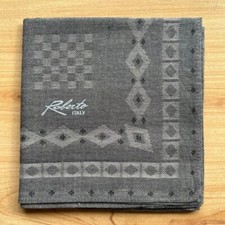 HANDKERCHIEF MEN'S ART GRAY GEOMETRIC PLAIN POCKET SQUARE COTTON 17" D072