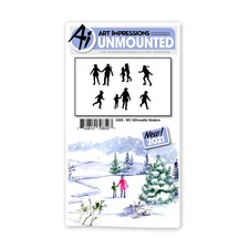 AI WC SILHOUETTE SKATERS-Art Impressions Watercolor Rubber Stamp-Stamping Craft