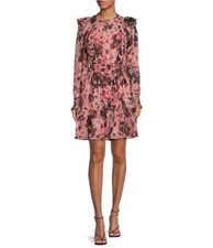 Rachel Parcell Floral Ink Chiffon Dress  Size 16 Blouson