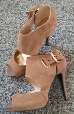 Nine West NW7 The Ocean Brown Leather Peep Toe Heel Women's 6M