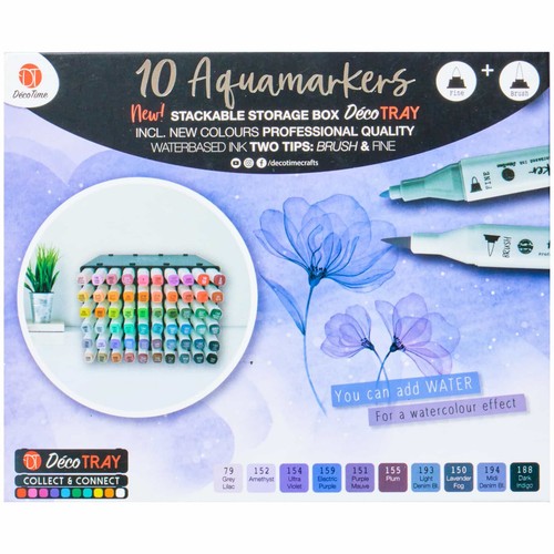10pk Aquamarkers Calligraphy Markers Dual Tip Water Based Markers Set Purples - Picture 4 of 8