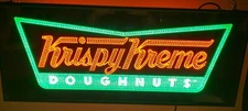 Rare DOUBLE-SIDED "KRISPY KREME DOUGHNUT" Fiber Dot LIGHT UP SIGN Store Display