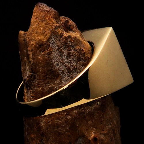 SQUARE MENS BRASS RING CRESCENT MOON AND STAR SYMBOL BURGUNDY SIZE 14 - 第 3/7 張圖片