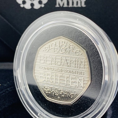 SCARCE 2013 ROYAL MINT SILVER PROOF BENJAMIN BRITTEN ANNIVERSARY 50P PENCE COIN - Picture 4 of 7