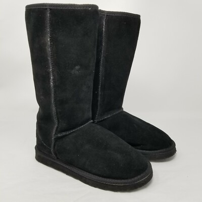 Ukala Girls Black Sydney High Fleece Lined Suede Mid Calf Snow Boots Size 3