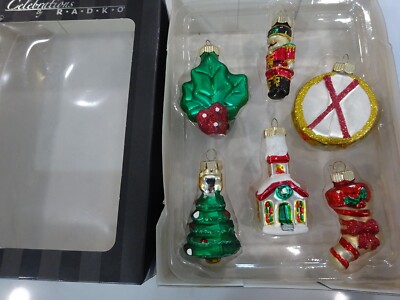 Celebrations By Christopher Radko Christmas Glass Ornaments Set Of 6
