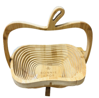 Fruit Basket Collapsible Wood Folding or Folds Flat into Trivet Bonnie & Pop NY