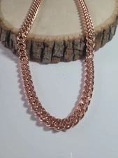 Pure Solid Raw Copper Cuban Chain Arthritis Therapy Curb Link 24" Necklace