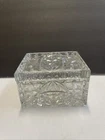 Vintage Anchor Hocking Pressed Clear Glass Cigarette/Trinket Box W/Lid