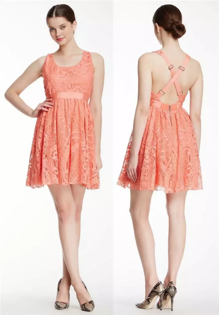 Alice and olivia pink lace shop dress