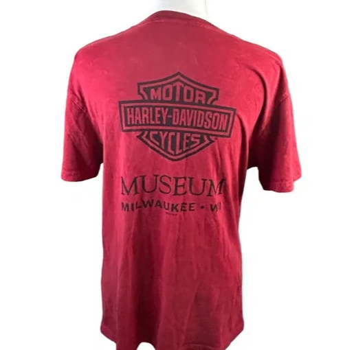 ALTRA Harley Davidson T Shirt Uomo L Mus Rosso Moto Teschio Grafica 2015